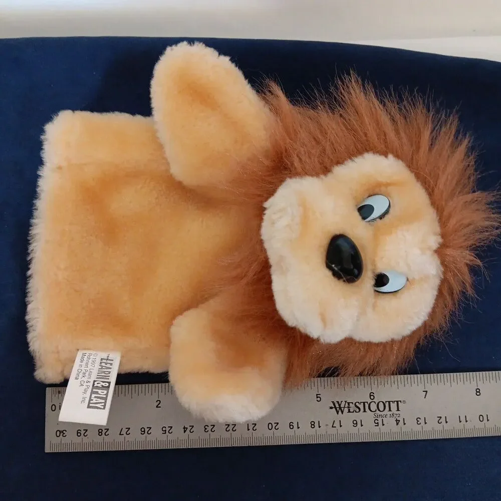 Learn & Play Lion Hand Puppet Plush 1997 Soft Vintage Imagination Toy